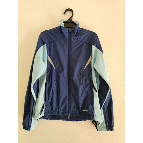 Nike Women Reflective Windbreaker Set Blue Jacket Back Zip Pocket/Pants Size XS - Picture 2 of 11